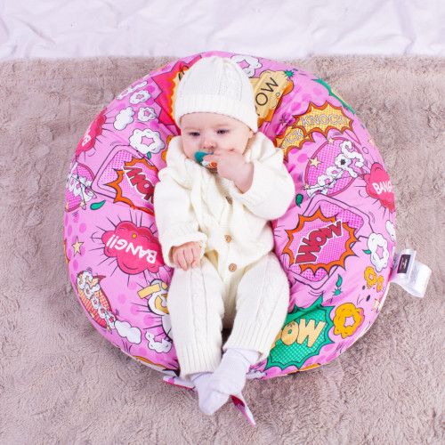 Подушка MirSon для вагітних та годування №8324 Print Line 17-0512 Bombs pink Бязь 30х170х20 см (2200006200499) – MirSon