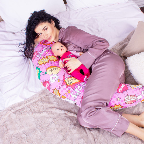 Подушка MirSon для вагітних та годування №8324 Print Line 17-0512 Bombs pink Бязь 30х170х20 см (2200006200499) – MirSon (вид 3)