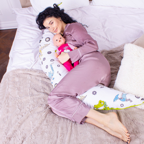 Подушка MirSon для вагітних та годування №8331 Print Line 17-0576 Dinosaur robot Бязь 30х170х20 см (2200006200567) – MirSon (вид 3)