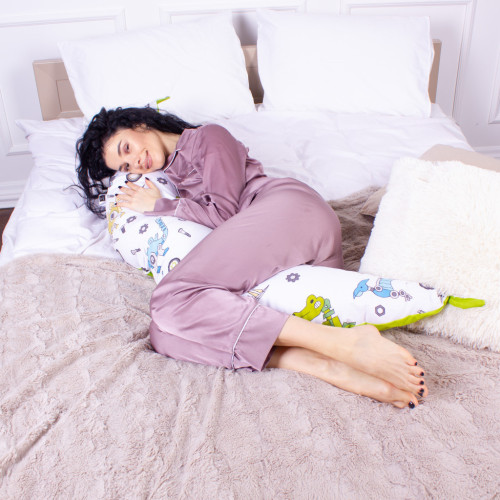 Подушка MirSon для вагітних та годування №8331 Print Line 17-0576 Dinosaur robot Бязь 30х170х20 см (2200006200567) – MirSon (вид 4)