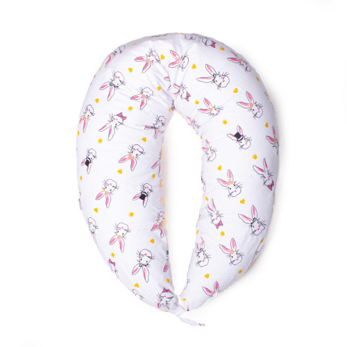 Подушка MirSon для вагітних та годування №8336 Print Line 17-0529 Bunnies white Бязь 30х170х20 см (2200006200611) – MirSon (вид 1)