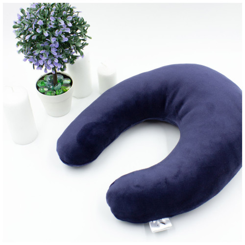 Подушка MirSon для подорожей №8751 Velvet Line 28-0006 Navy blue 50% Memory (2200006348368) – MirSon (вид 3)
