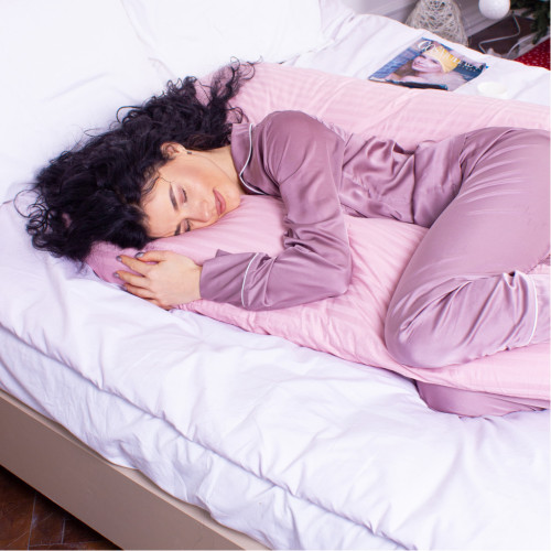 Подушка MirSon для вагітних і відпочинку Satin Stripe №8026 U-подібна Pink (2200006178644) – MirSon (вид 3)