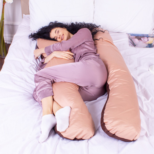 Подушка MirSon для вагітних і відпочинку Delicate Satin №8028 U-подібна Cappuccino (2200006178668) – MirSon (вид 1)