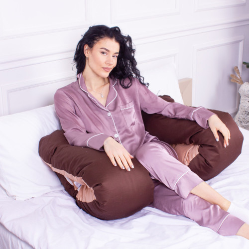 Подушка MirSon для вагітних і відпочинку Delicate Satin №8028 U-подібна Cappuccino (2200006178668) – MirSon (вид 4)