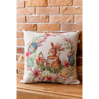 Подушка Прованс декоративная гобеленовая Зайчата в веночке Злагода 45х45 см (034260)
