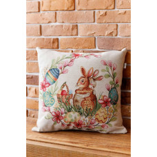 Подушка Прованс декоративная гобеленовая Зайчата в веночке Злагода 45х45 см (034260)