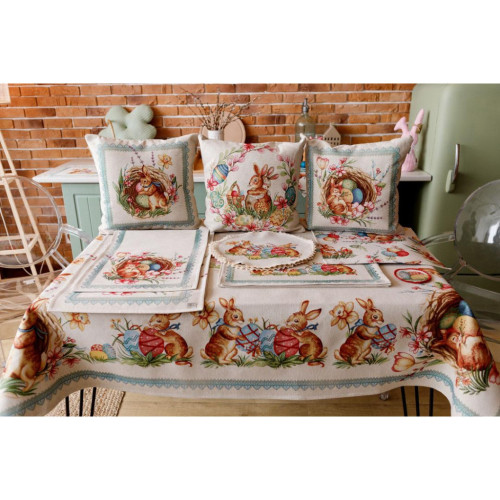 Подушка Прованс декоративная гобеленовая Зайчата в веночке Злагода 45х45 см (034260) – Прованс (вид 3)
