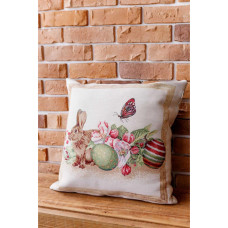 Подушка Прованс декоративна гобеленова Зайчик з писанками і квітами Веснянка 45х45 см (034272)