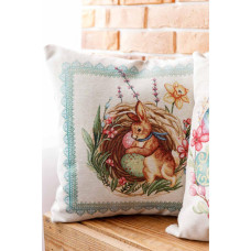 Подушка Прованс декоративна гобеленова Зайчик з синьою стрічкою Злагода 45х45 см (034256)