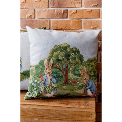 Подушка Прованс декоративная гобеленовая Пара зайцев Поляна 45х45 см (034244) – Прованс (вид 1)