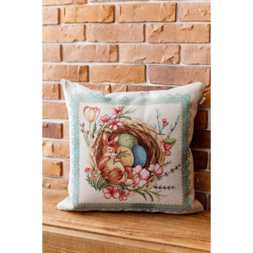 Подушка Прованс декоративная гобеленовая Зайчик в корзине Злагода 45х45 см (034258) – Прованс