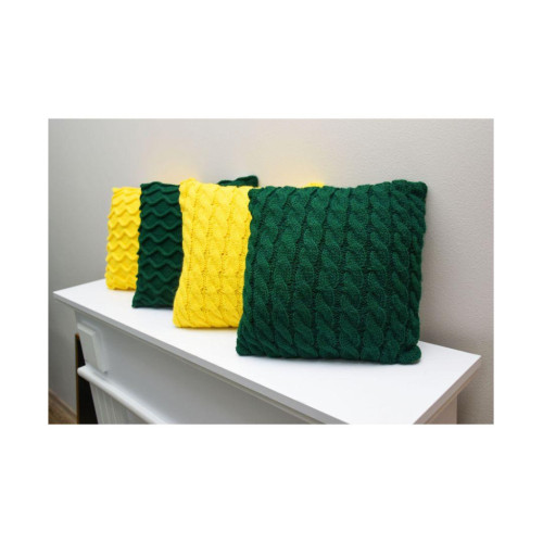 Подушка Прованс вязаная декоративная Косы зеленая 33х33 см (027423) – Прованс (вид 2)