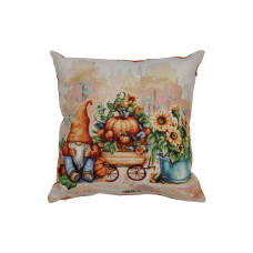 Подушка Прованс гобеленовая Тыквенные гномы с тележкой 45х45 см (036210)