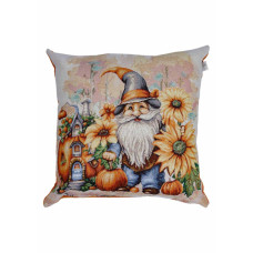 Подушка Прованс гобеленовая Тыквенные гномы с тыквенным домиком 45х45 см (036208)