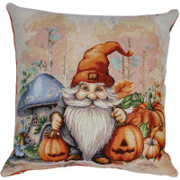 Подушка Прованс гобеленовая Тыквенные гномы с синим грибом 45х45 см (036206)