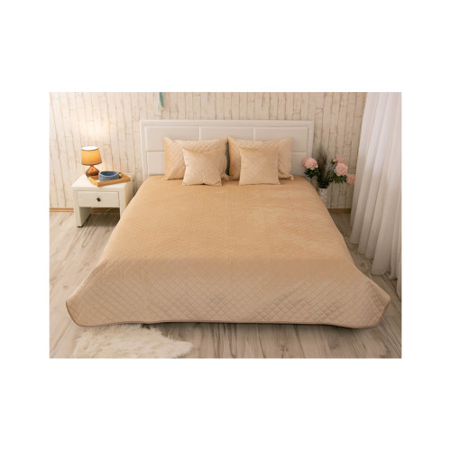 Покрывало Руно двустороннее декоративное Velour Beige ромб 150х220 см (360.55_Beige ромб) – Руно