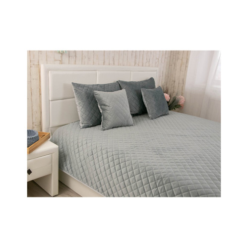 Покрывало Руно двустороннее декоративное Velour Dark Grey ромб 180х220 см (340.55_Dark Grey ромб) – Руно (вид 1)