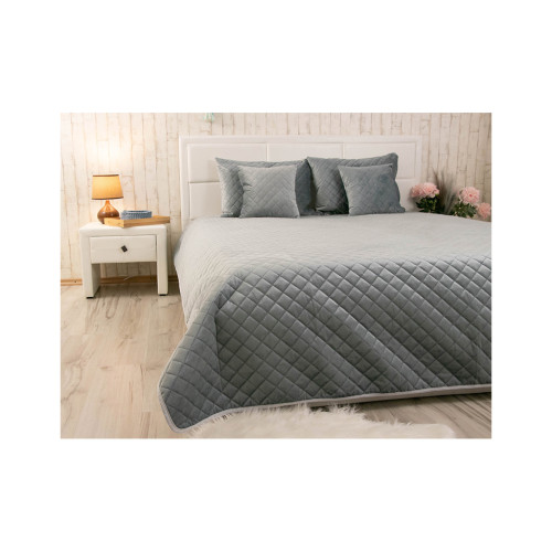 Покрывало Руно двустороннее декоративное Velour Dark Grey ромб 180х220 см (340.55_Dark Grey ромб) – Руно (вид 2)