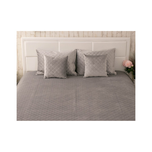 Покривало Руно двостороннє декоративне Velour Grey ромб 220х240 см (330.55_Grey ромб) – Руно (вид 2)