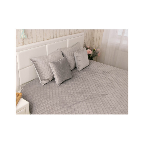 Покривало Руно двостороннє декоративне Velour Grey ромб 180х220 см (340.55_Grey ромб) – Руно (вид 1)
