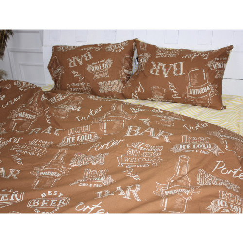 Постельное белье MirSon Бязь Ranforce Elite 17-0509 Beer Bar Porter 2х143х210 семейн (2200004682808) – MirSon