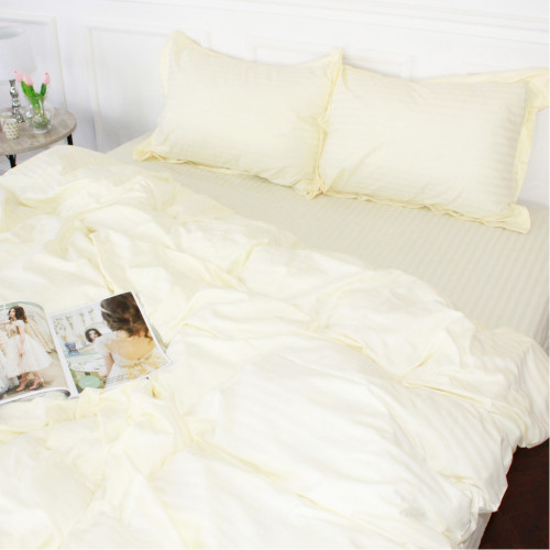 Постільна білизна MirSon Satin Stripe 30-0002 Soft Yellow 200х220 Євро (2200005247785) – MirSon (вид 1)