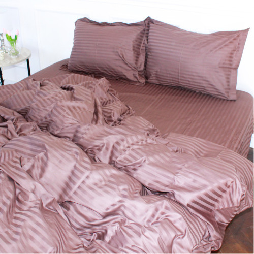 Постельное белье MirSon SatinStripe 30-0006DarkBrown 175х210 Двуспальный (2200005249451) – MirSon (вид 1)