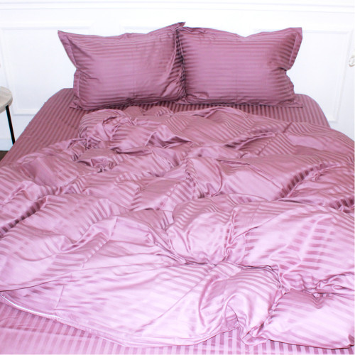 Постільна білизна MirSon Satin Stripe 30-0008 Smoky Pink 2х143х210 сімейний (2200005250327) – MirSon