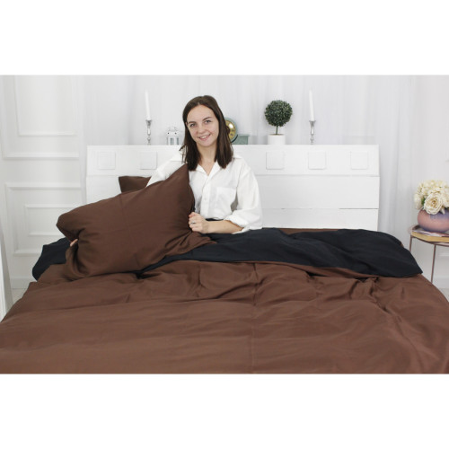 Постільна білизна MirSon King Size Сатин Premium 0211+0055 Dark Chocolate 220х240 (2200001169616) – MirSon (вид 1)