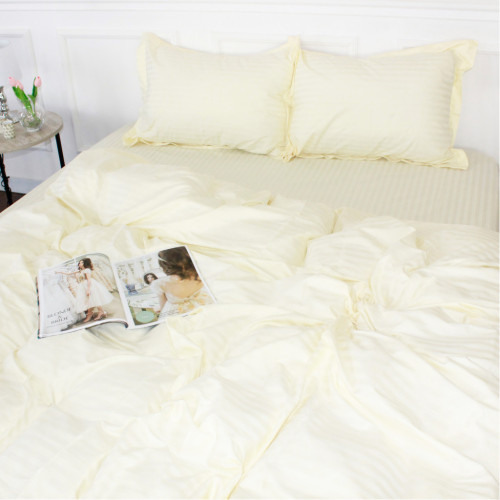 Постільна білизна MirSon Satin Stripe 30-0002SoftYellow 160х220 Сімейний (2200005247815) – MirSon (вид 2)