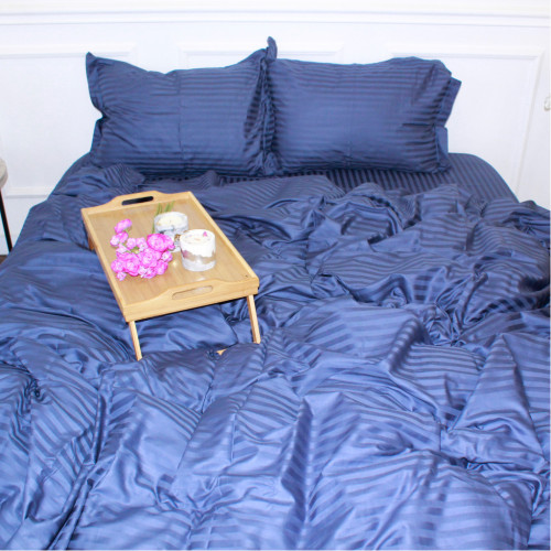 Постільна білизна MirSon SatinStripe 30-0020SmokyBlue 200х220 Євро (2200005255353) – MirSon (вид 2)