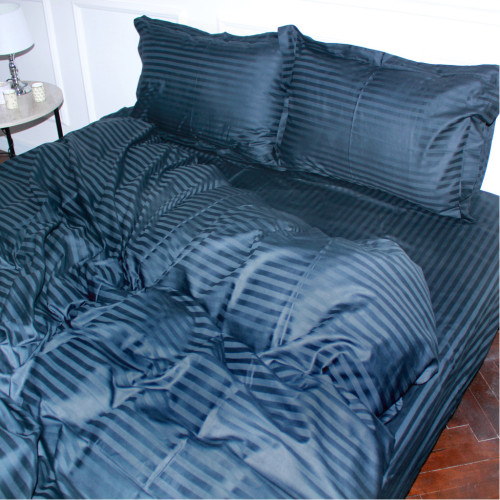 Постільна білизна MirSon SatinStripe 30-0021DarkBlue 175х210 Двоспальний (2200005255766) – MirSon (вид 1)