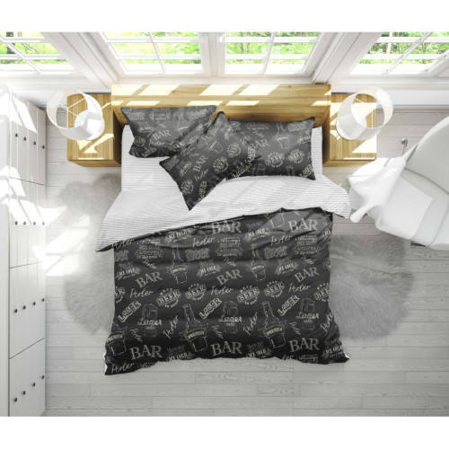 Постільна білизна MirSon Бязь 17-0510 Beer Bar blac Євро (2200003630701) – MirSon