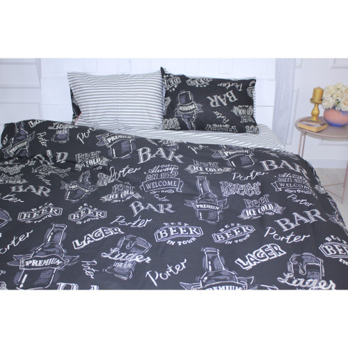 Постільна білизна MirSon Бязь 17-0510 Beer Bar blac Євро (2200003630701) – MirSon (вид 1)