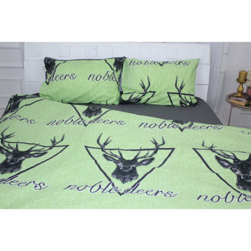 Постельное белье MirSon Бязь 17-0515 Noble deers lime King Size (2200003642384) – MirSon (вид 1)