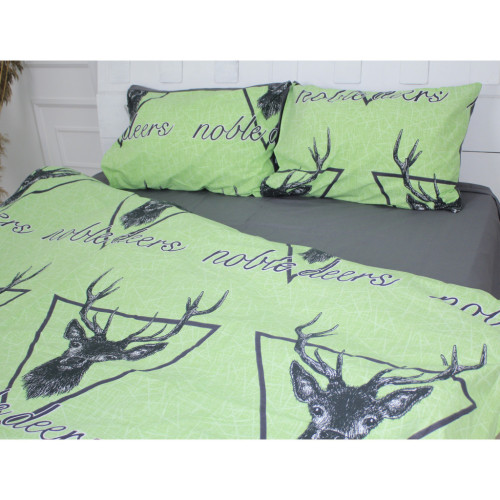 Постельное белье MirSon Бязь 17-0515 Noble deers lime King Size (2200003642384) – MirSon (вид 2)