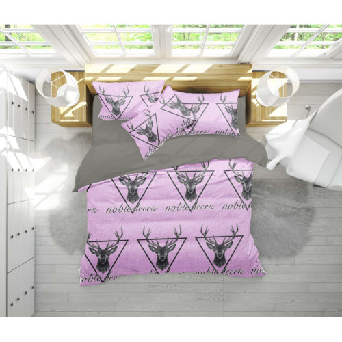Постельное белье MirSon Бязь 17-0516 Noble deers pink Полуторный (2200003644425) – MirSon