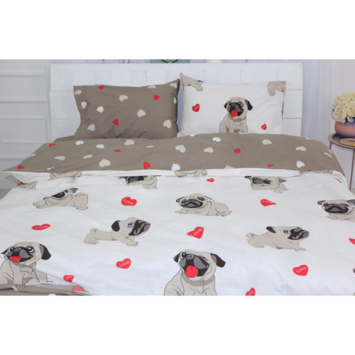 Постільна білизна MirSon Бязь Ranforce Elite 17-0566 Pug-dog 175х210 (2200004672601) – MirSon