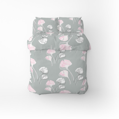 Постельное белье Home Line Гинко Белоба серо-розовый бязь полуторный (173538) – Home Line