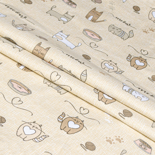 Постельное белье Home Line Кошачья радость песчано-розовый бязь полуторный (175853) – Home Line (вид 1)