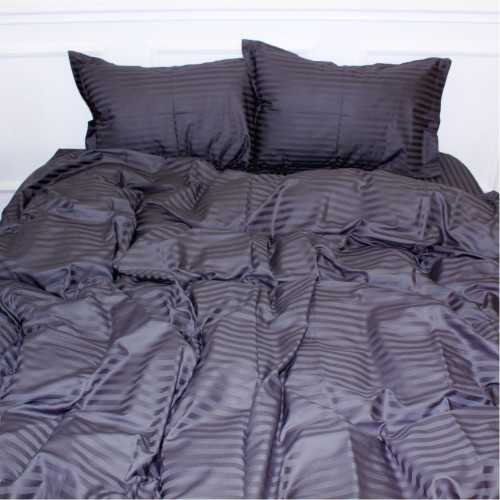 Постільна білизна MirSon SatinStripe 30-0012DarkGray 200х220 Євро (2200005251980) – MirSon