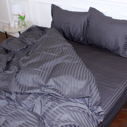 Постельное белье MirSon Satin Stripe 30-0012DarkGray 160х220 Семейный (2200005252017) – MirSon (вид 1)
