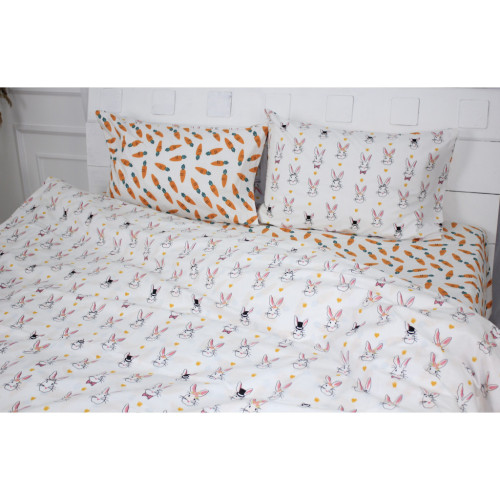 Постільна білизна MirSon Бязь 17-0529 Bunnies white Дитячий (2200003673999) – MirSon (вид 2)