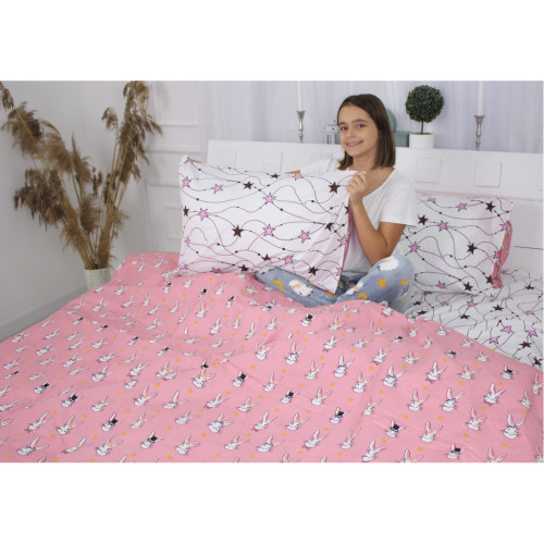Постільна білизна MirSon Бязь Ranforce Elite 17-0528 Bunnies pink Полуторний (2200004699059) – MirSon (вид 3)