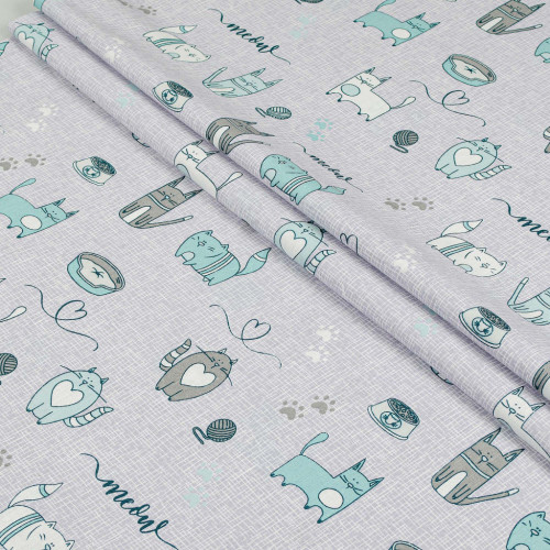 Постельное белье Home Line Кошачья радость бирюзовый, бязь, полуторный (179197) – Home Line (вид 1)