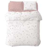 Постельное белье Home Line Васильки/горох розово-лиловый на белом, бязь, полуторный (178709)