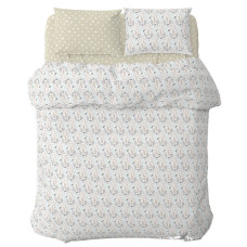 Постільна білизна Home Line Цвітіння трав/горох блакитний/бежевий, бязь, полуторний (176875)