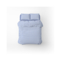 Постельное белье Home Line Фланель Клеточка голубая/серо-голубой полуторный (179191)