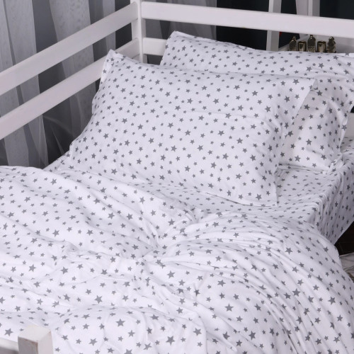 Постільна білизна MirSon 016 White Stars Фланель 160x220 Полуторний Євро (2200009652110) – MirSon (вид 2)